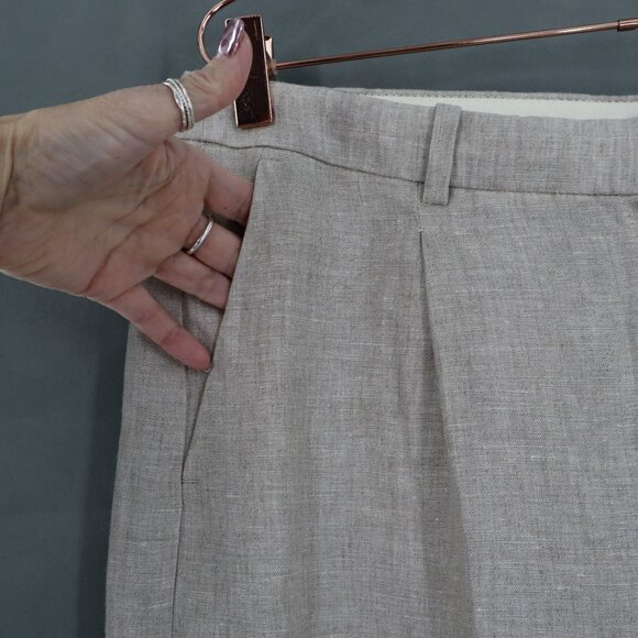 J.Crew Wide-Leg Essential Capri Pant Linen Women's 14 Beige Lagenlook Vacation - Picture 2 of 11